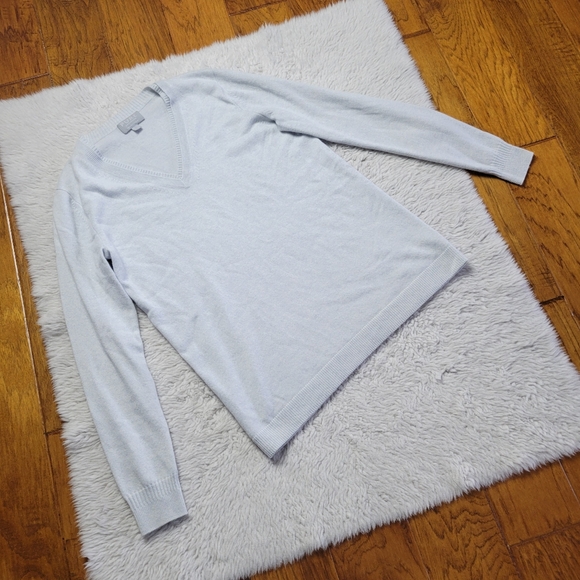 Pure Collection Cashmere Sweater Women's 6L Long Light Blue V-Neck - Picture 1 of 8